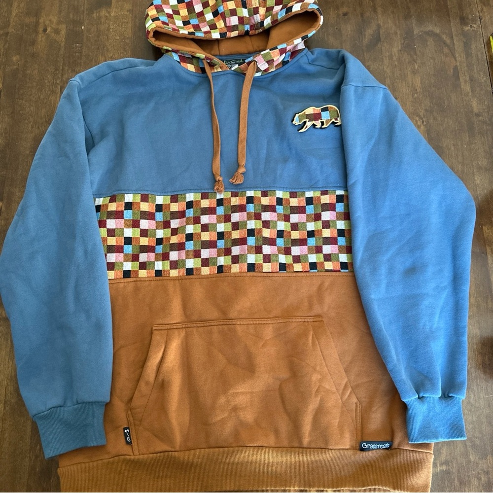 Grassroots California XL‎ Bear Collection Patchwork Tall Hoodie Limited Edition